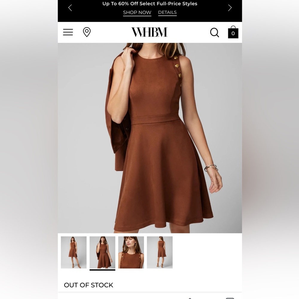 White House Black Market Sleeveless Crest Detail Suede Fit-N-Flare Dress